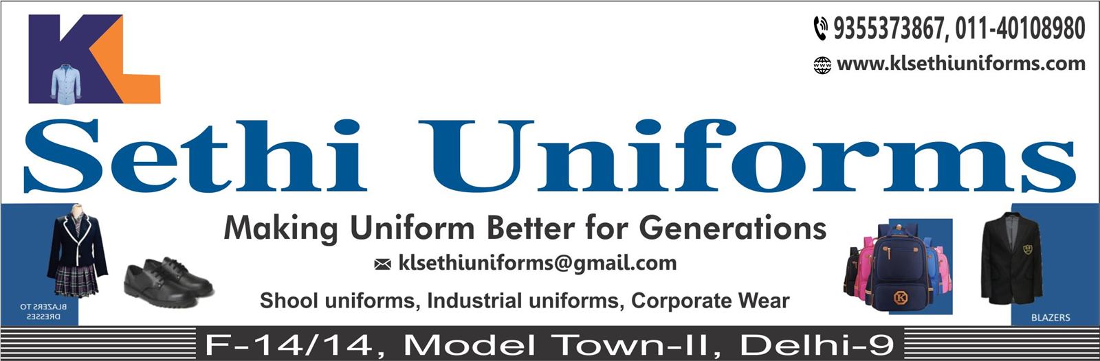 KL SETHI UNIFORMS ( Model Town-II School Uniform)